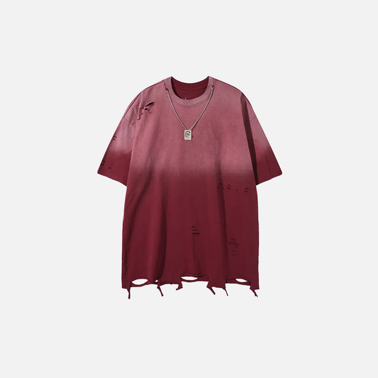 Plush Grunge Tie Dye Ripped Oversized T-Shirt - Luxuryurbanwear