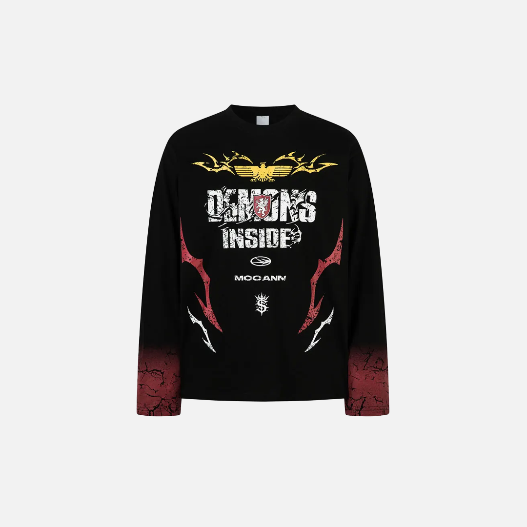 Durable Grunge Graphic Printed Long Sleeve T-Shirt - Luxuryurbanwear