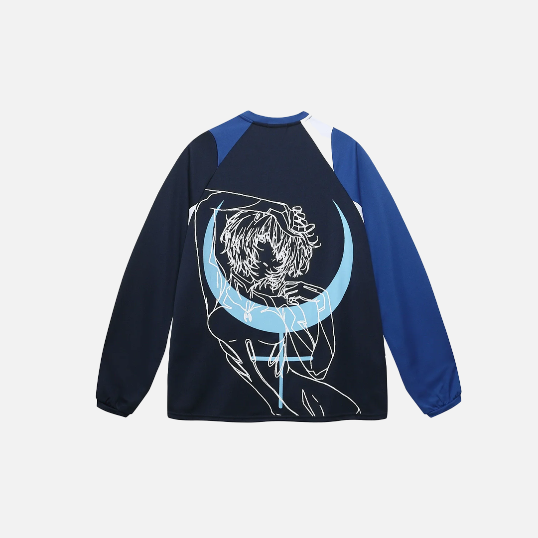 Y2K Colorful Cartoon Print V-Neck Long Sleeve T-Shirt - Luxuryurbanwear