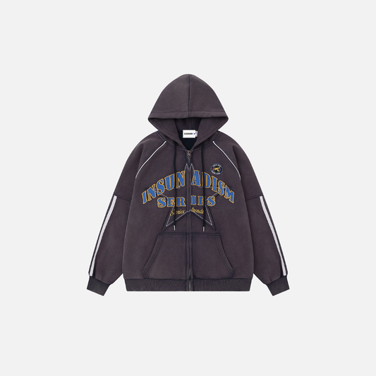 Y2K Vintage Star Embroidered Hooded Sweatshirt - Luxuryurbanwear
