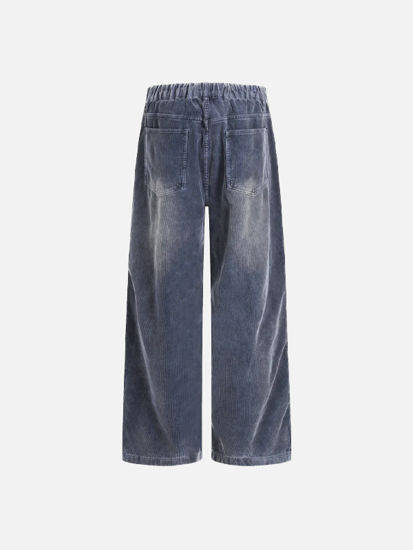 Retro Corduroy Casual Washed Wide Leg Pants - Luxuryurbanwear