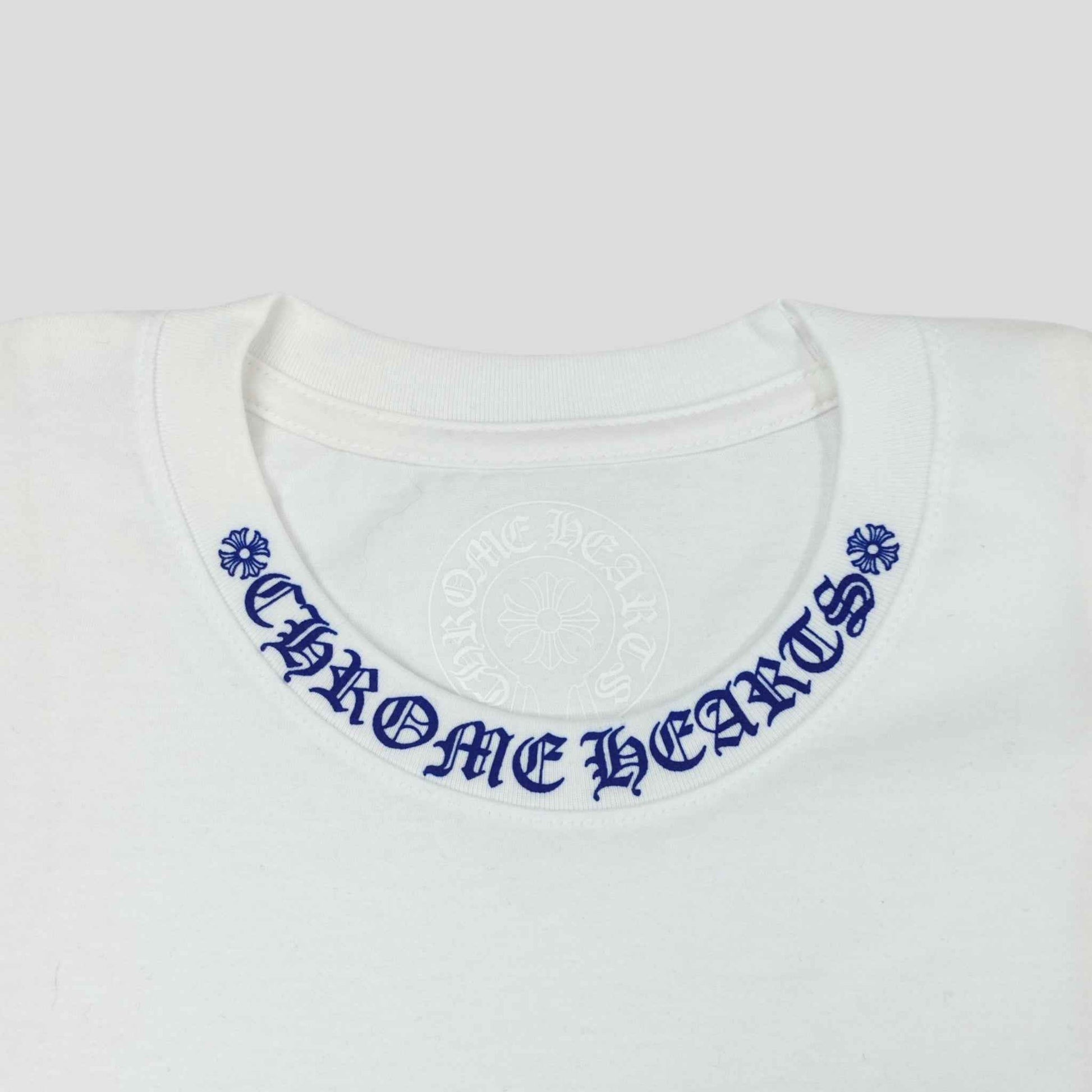 Chrome Hearts Neck Logo Tee in White/Blue
