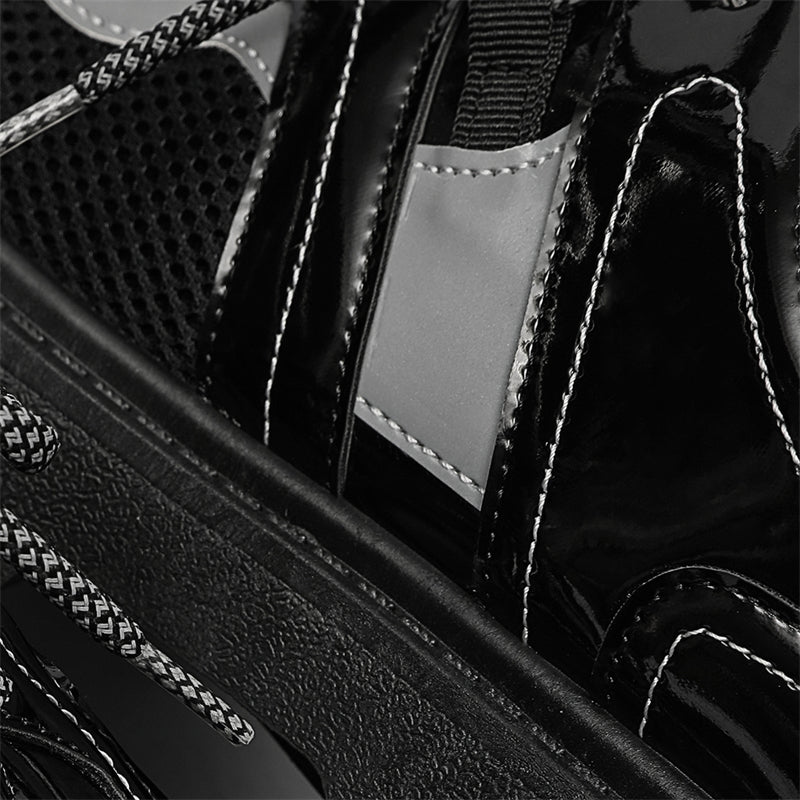 MLB LTHR-17 Reflective Chunky Boots - Luxuryurbanwear