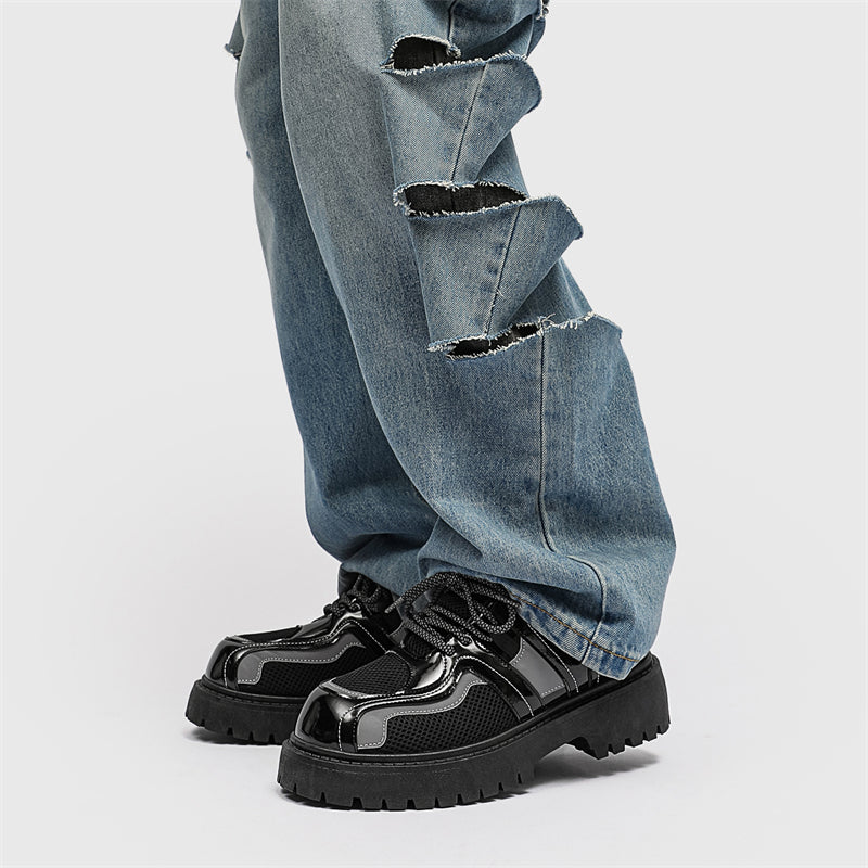 MLB LTHR-17 Reflective Chunky Boots - Luxuryurbanwear