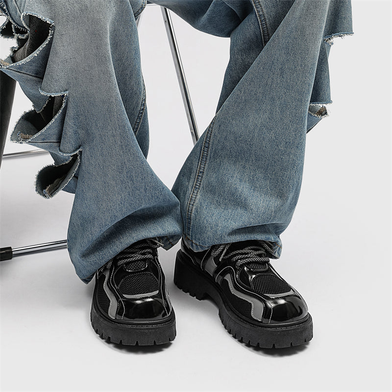 MLB LTHR-17 Reflective Chunky Boots - Luxuryurbanwear