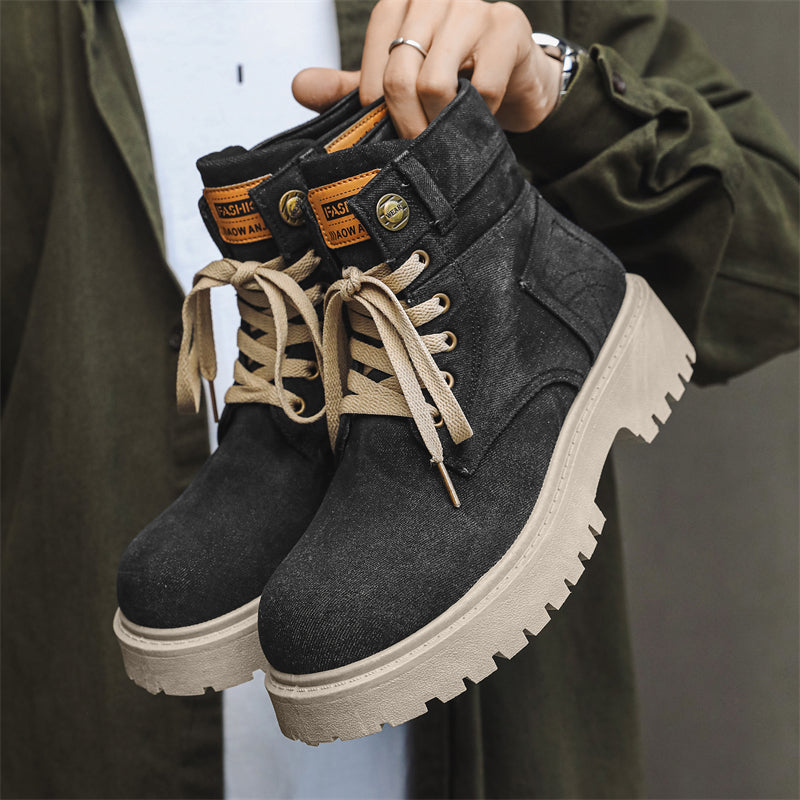 MLB LTHR-13 Denim Lace-Up Boots - Luxuryurbanwear