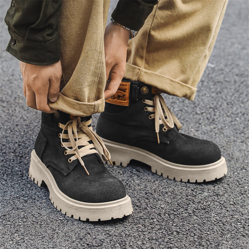 MLB LTHR-13 Denim Lace-Up Boots - Luxuryurbanwear