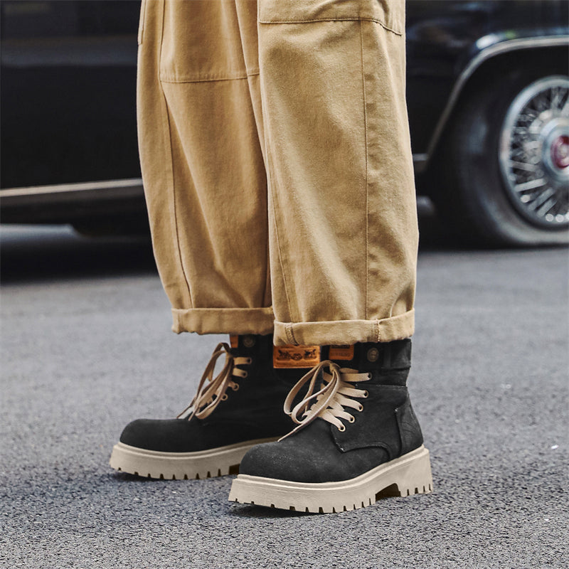MLB LTHR-13 Denim Lace-Up Boots - Luxuryurbanwear