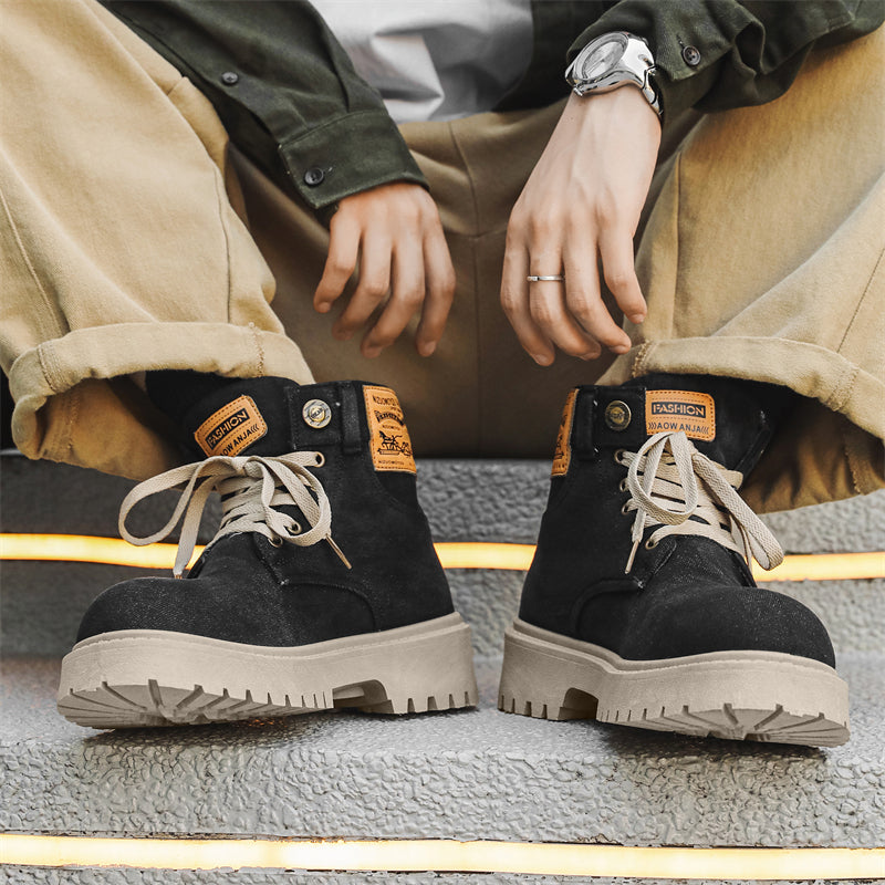 MLB LTHR-13 Denim Lace-Up Boots - Luxuryurbanwear