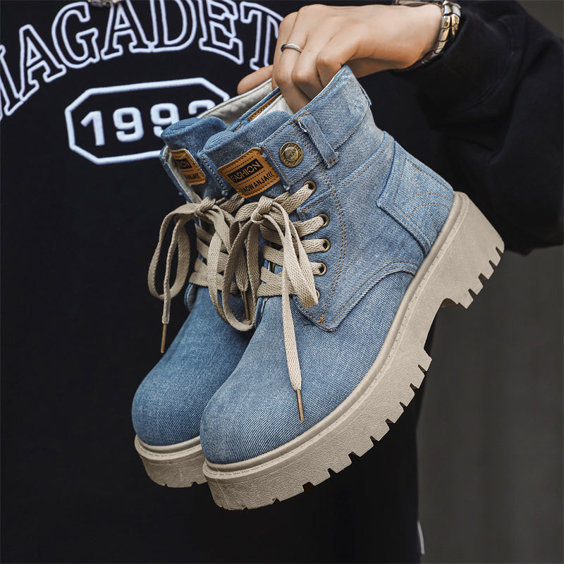 MLB LTHR-13 Denim Lace-Up Boots - Luxuryurbanwear