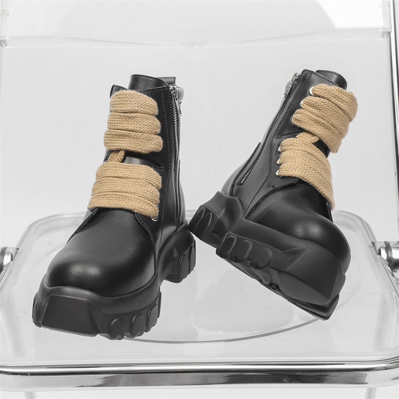 MLB LTHR-02 High-Top Combat Boots - Luxuryurbanwear