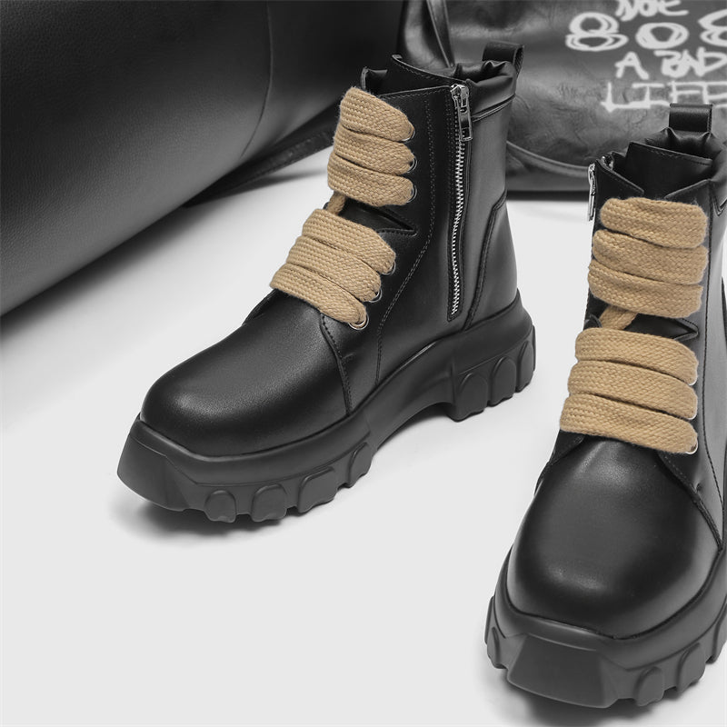 MLB LTHR-02 High-Top Combat Boots - Luxuryurbanwear