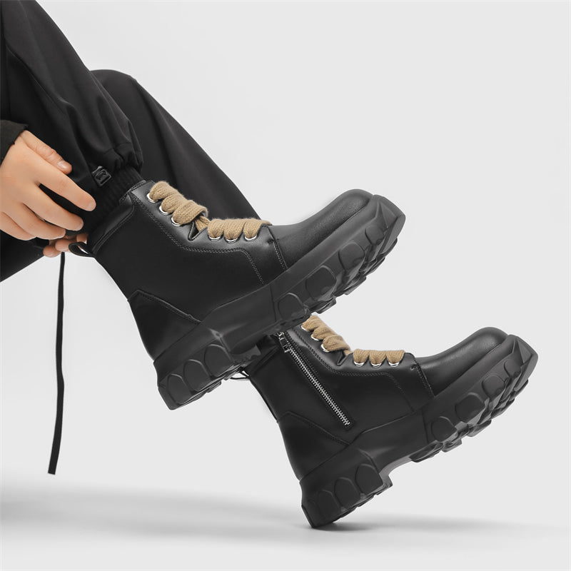 MLB LTHR-02 High-Top Combat Boots - Luxuryurbanwear