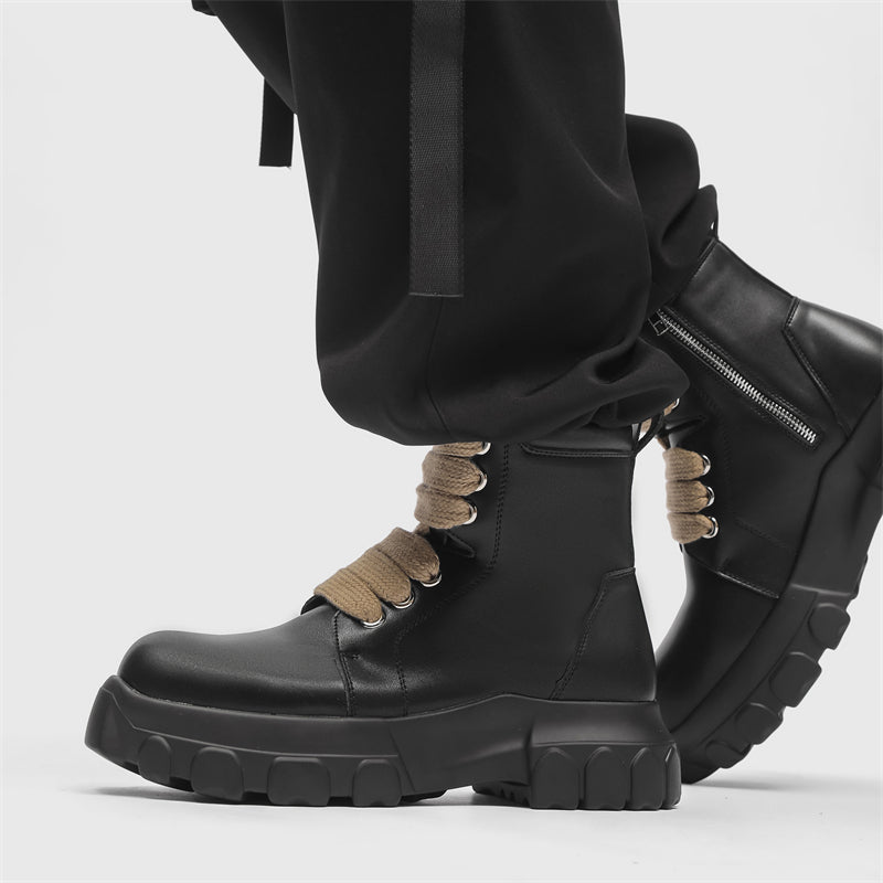 MLB LTHR-02 High-Top Combat Boots - Luxuryurbanwear