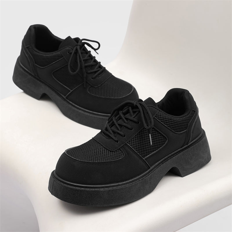 MLB LTHR-20 Chunky Platform Mesh-Detail Boots - Luxuryurbanwear