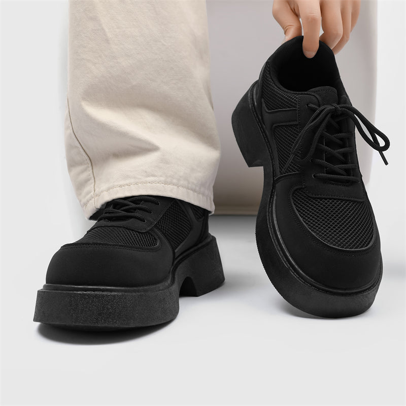 MLB LTHR-20 Chunky Platform Mesh-Detail Boots - Luxuryurbanwear
