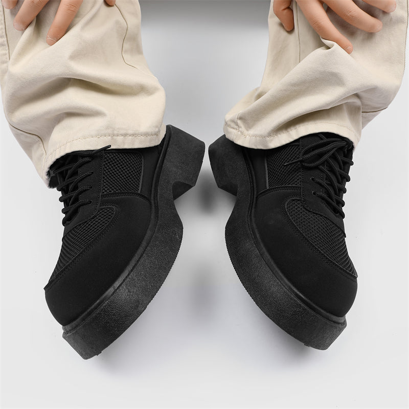 MLB LTHR-20 Chunky Platform Mesh-Detail Boots - Luxuryurbanwear