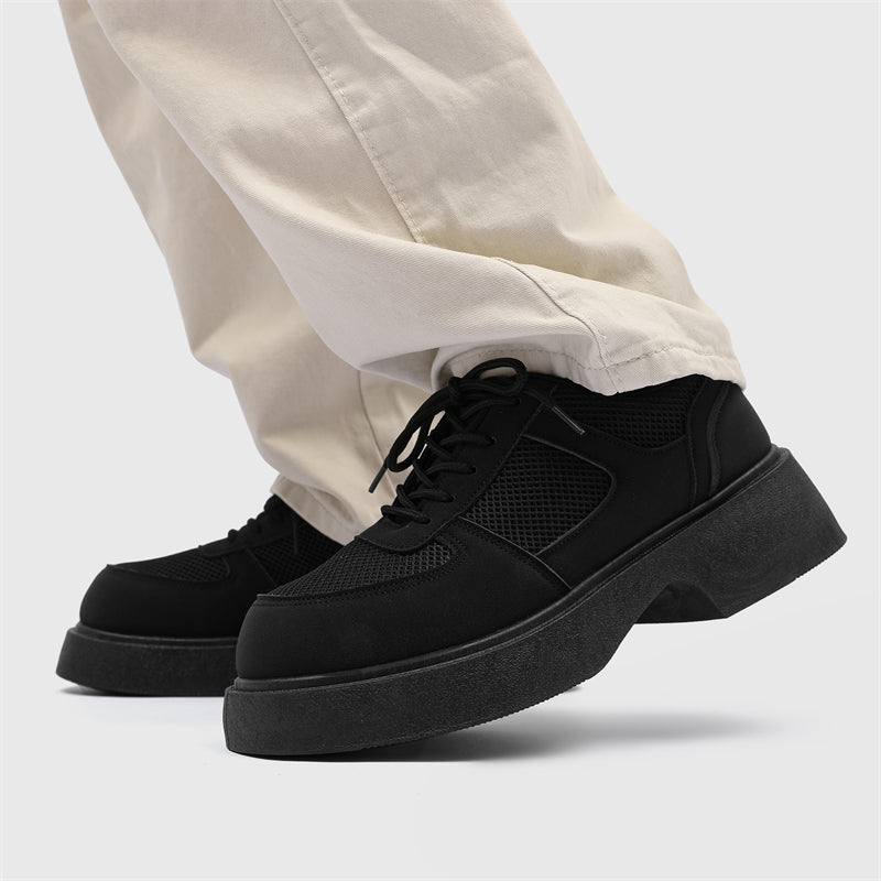MLB LTHR-20 Chunky Platform Mesh-Detail Boots - Luxuryurbanwear