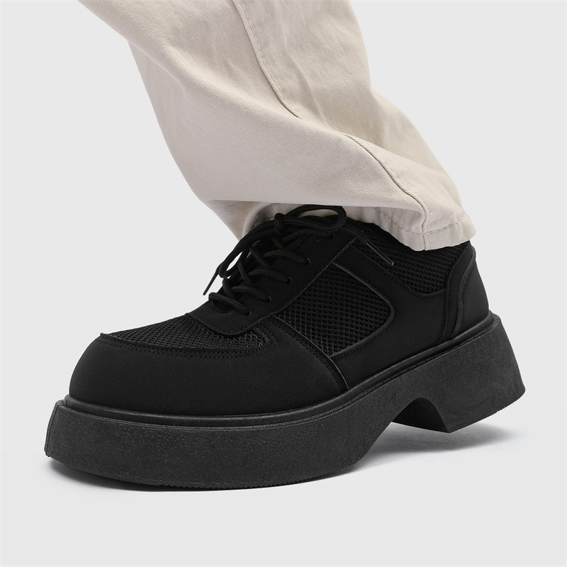 MLB LTHR-20 Chunky Platform Mesh-Detail Boots - Luxuryurbanwear