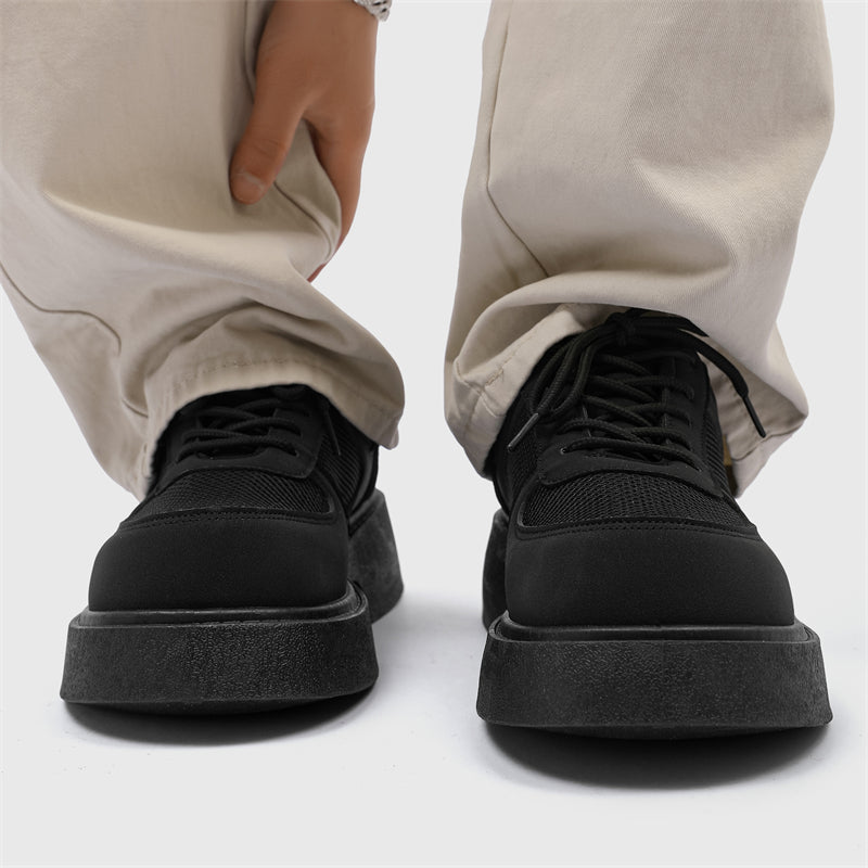 MLB LTHR-20 Chunky Platform Mesh-Detail Boots - Luxuryurbanwear