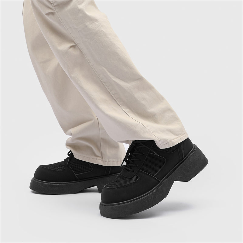 MLB LTHR-20 Chunky Platform Mesh-Detail Boots - Luxuryurbanwear