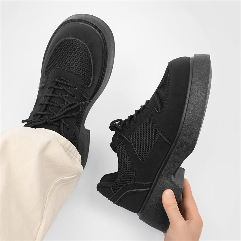 MLB LTHR-20 Chunky Platform Mesh-Detail Boots - Luxuryurbanwear