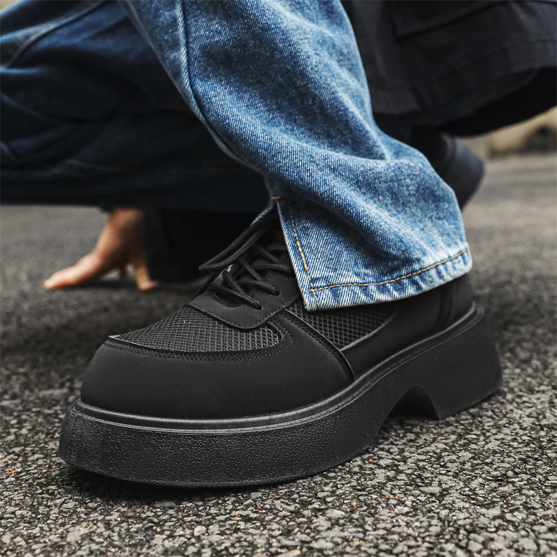 MLB LTHR-20 Chunky Platform Mesh-Detail Boots - Luxuryurbanwear