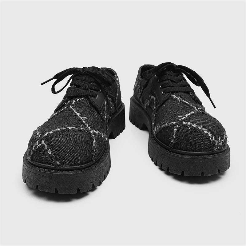 MLB LTHR-16 Distressed Denim Derby Shoes - Luxuryurbanwear