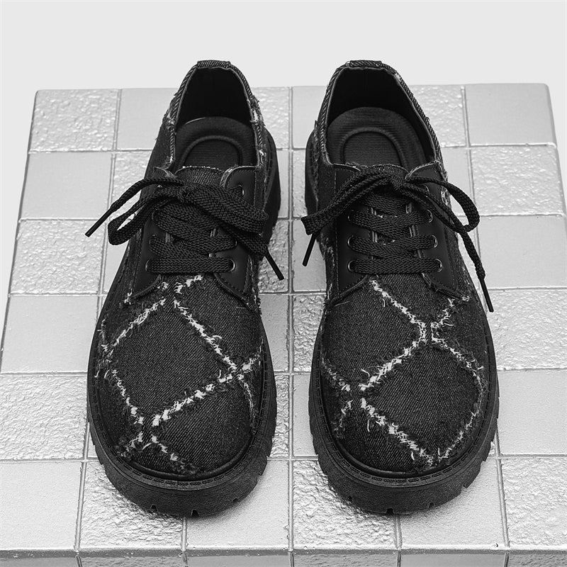 MLB LTHR-16 Distressed Denim Derby Shoes - Luxuryurbanwear