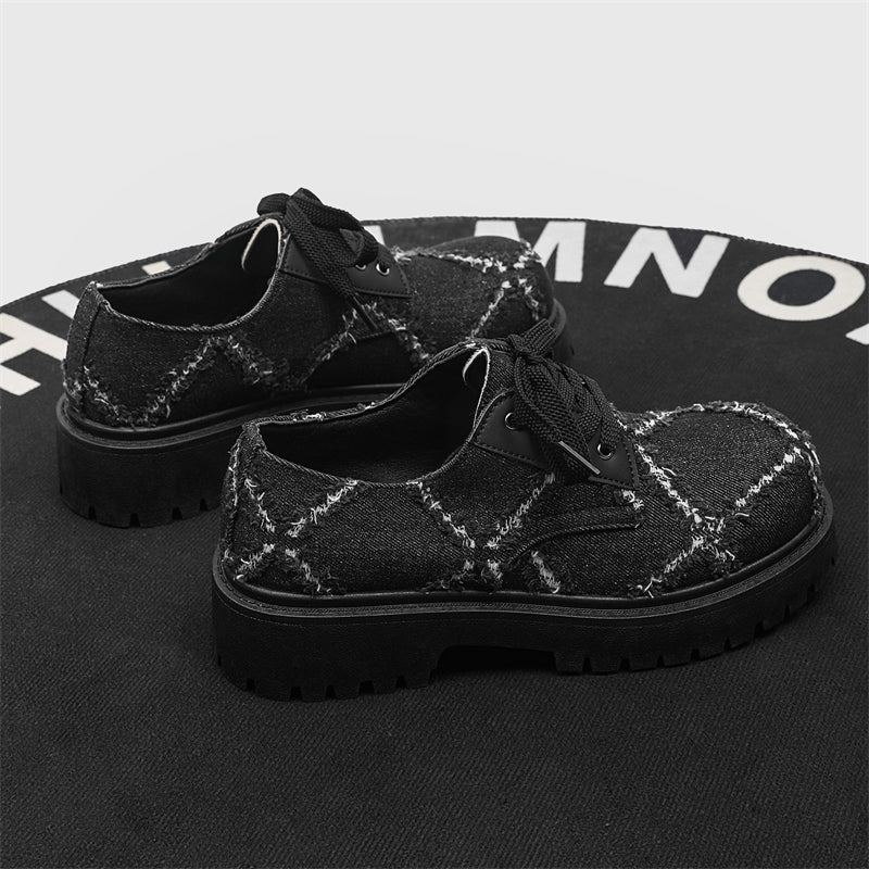 MLB LTHR-16 Distressed Denim Derby Shoes - Luxuryurbanwear