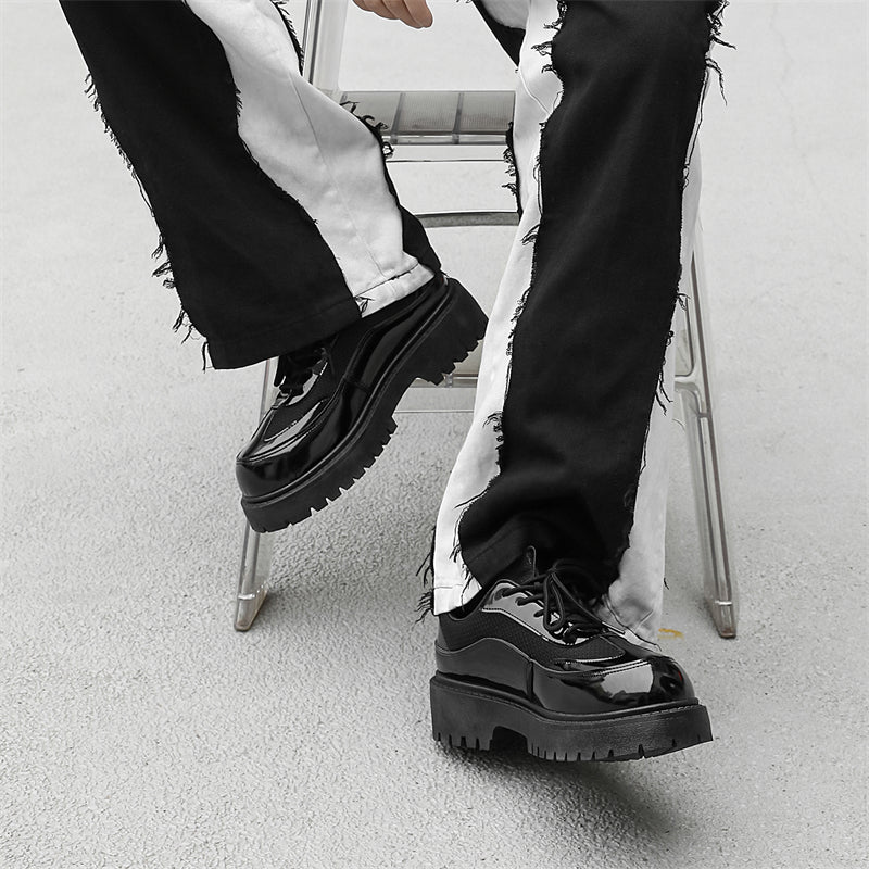 MLB LTHR-22 Glossy Platform Boots - Luxuryurbanwear