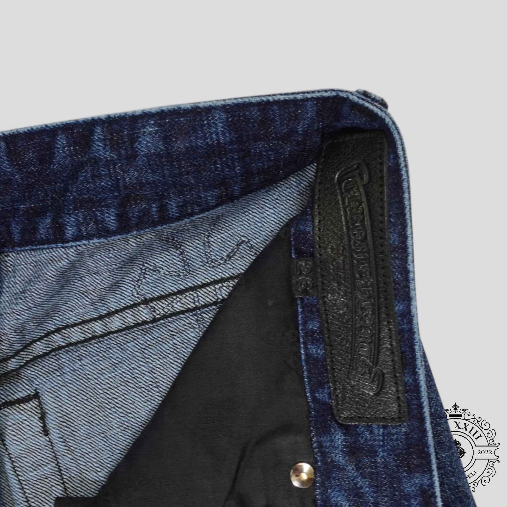 Chrome Hearts Cross Patch Denim Shorts in Dark Wash