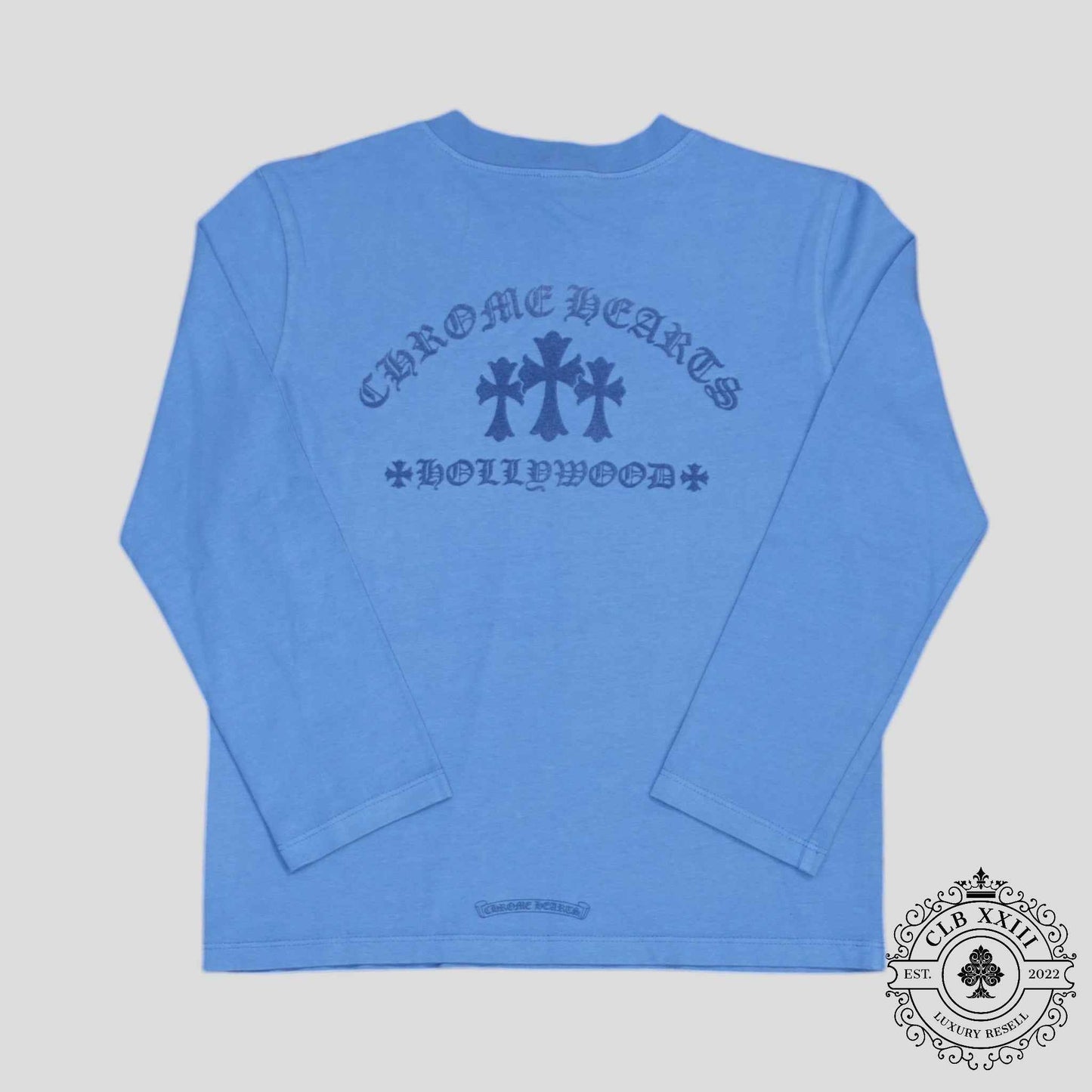 Chrome Hearts Women's Triple Cross Flocked Long Sleeve in Blue