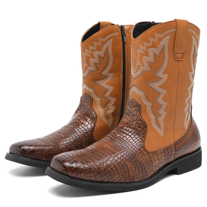 LUW Embossed Western Boots - Luxuryurbanwear