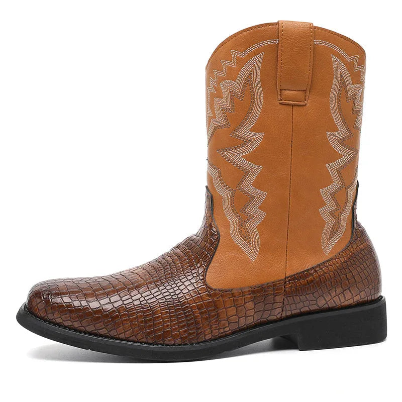 LUW Embossed Western Boots - Luxuryurbanwear
