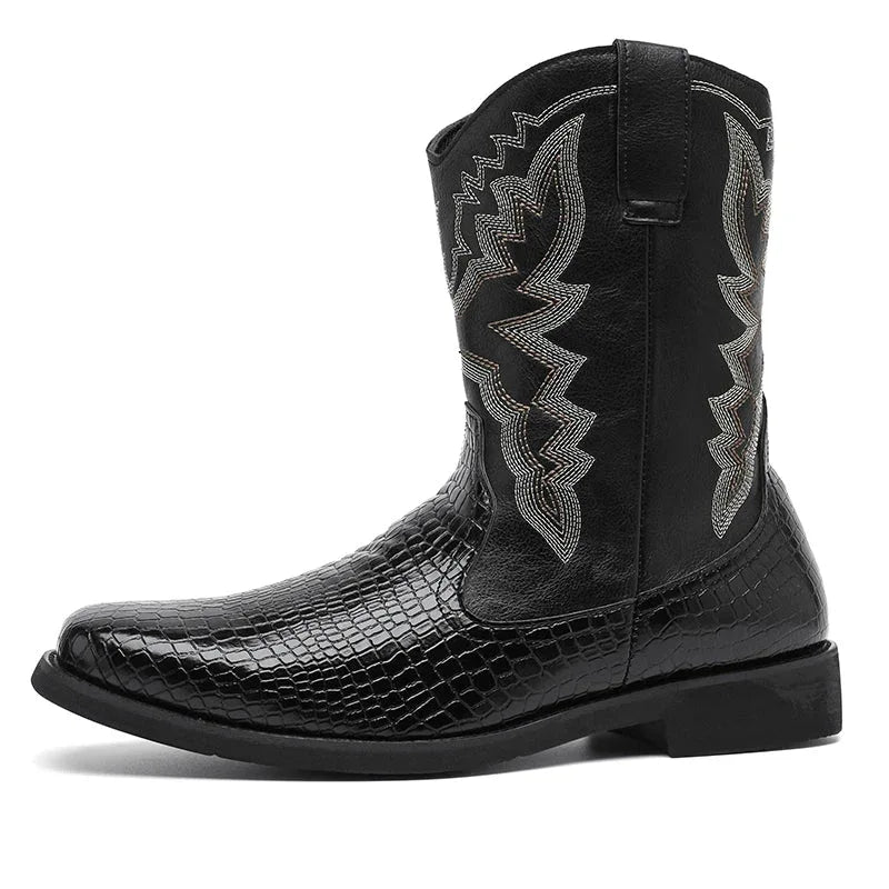 LUW Embossed Western Boots - Luxuryurbanwear