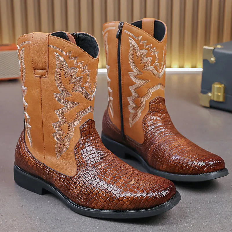 LUW Embossed Western Boots - Luxuryurbanwear