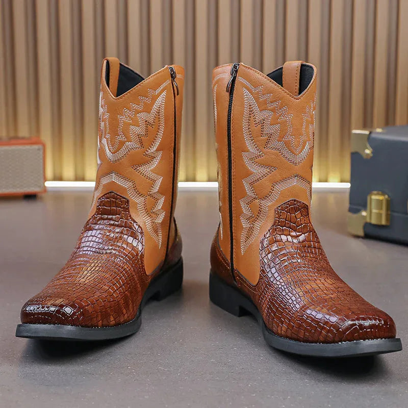 LUW Embossed Western Boots - Luxuryurbanwear