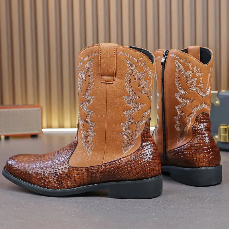 LUW Embossed Western Boots - Luxuryurbanwear