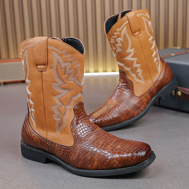 LUW Embossed Western Boots - Luxuryurbanwear