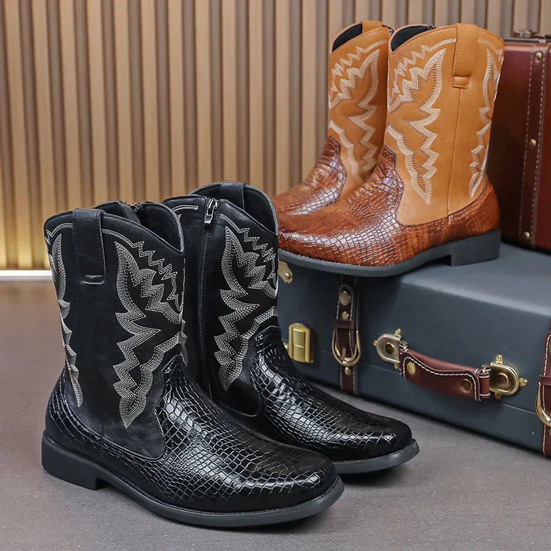 LUW Embossed Western Boots - Luxuryurbanwear