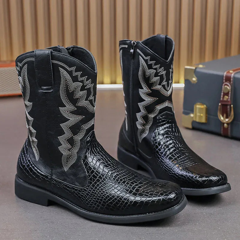 LUW Embossed Western Boots - Luxuryurbanwear