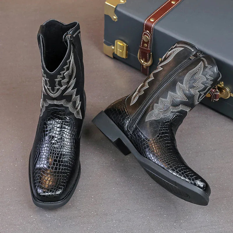 LUW Embossed Western Boots - Luxuryurbanwear