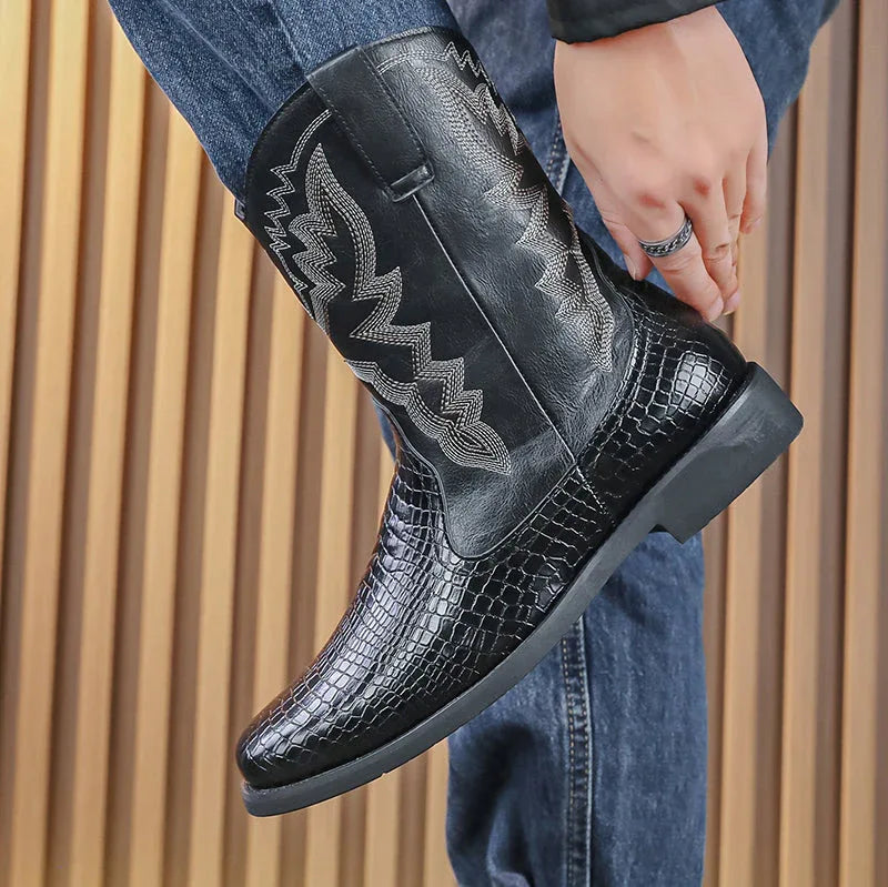 LUW Embossed Western Boots - Luxuryurbanwear