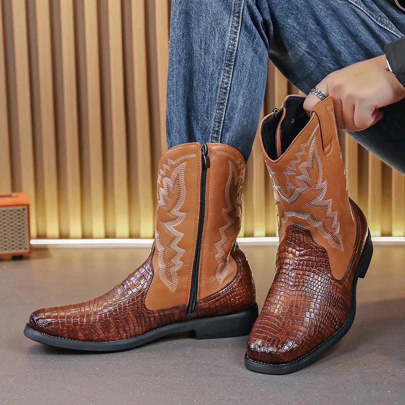 LUW Embossed Western Boots - Luxuryurbanwear