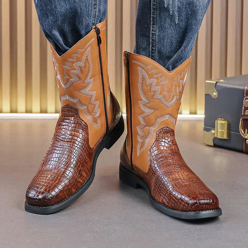 LUW Embossed Western Boots - Luxuryurbanwear
