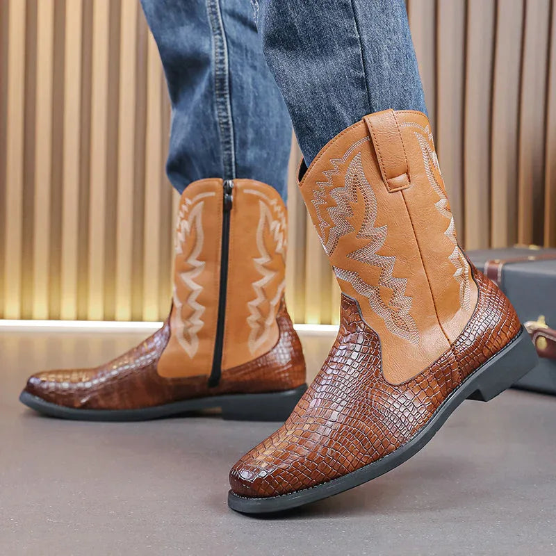LUW Embossed Western Boots - Luxuryurbanwear