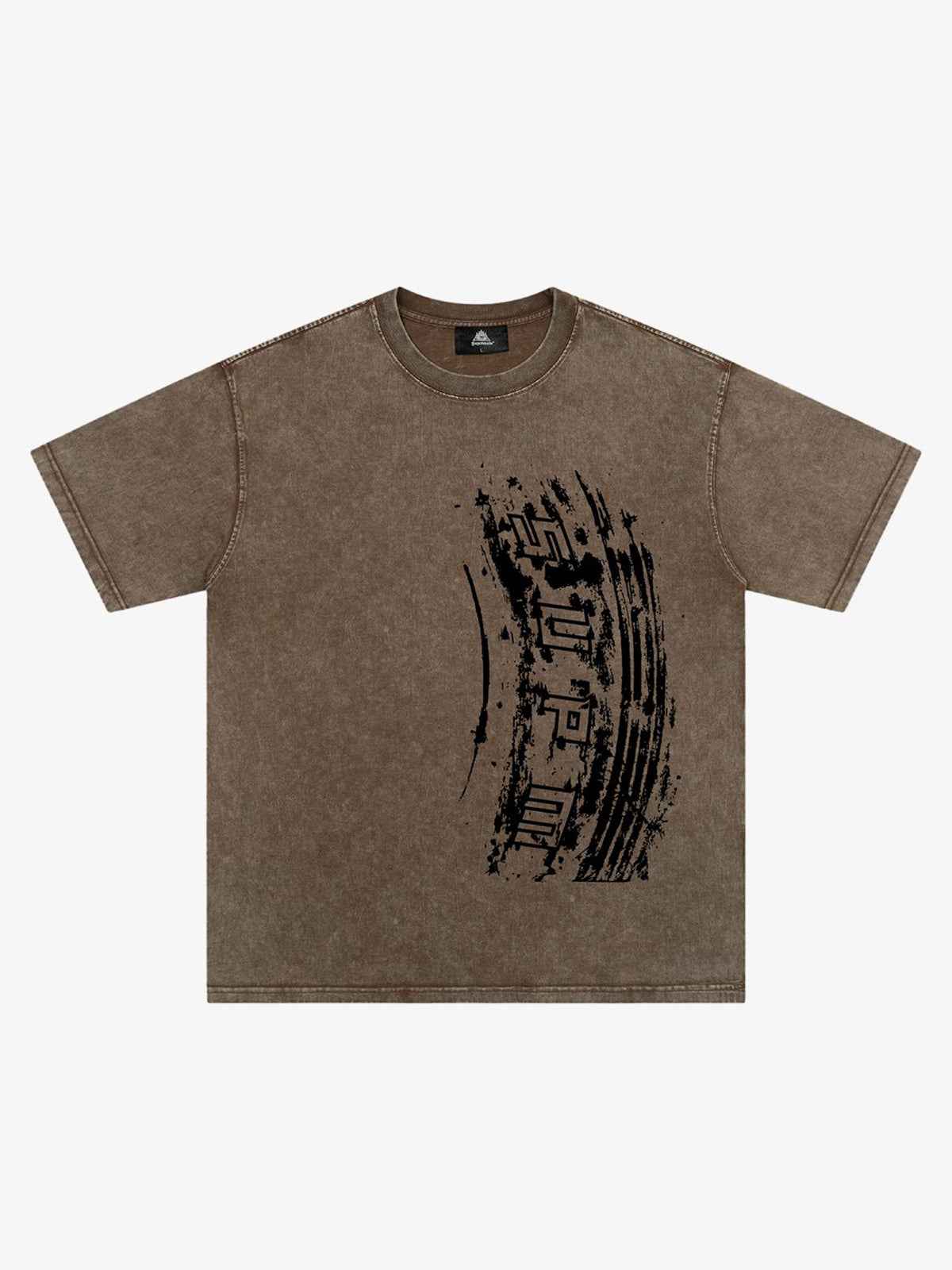Tire Print Lettering T-Shirt