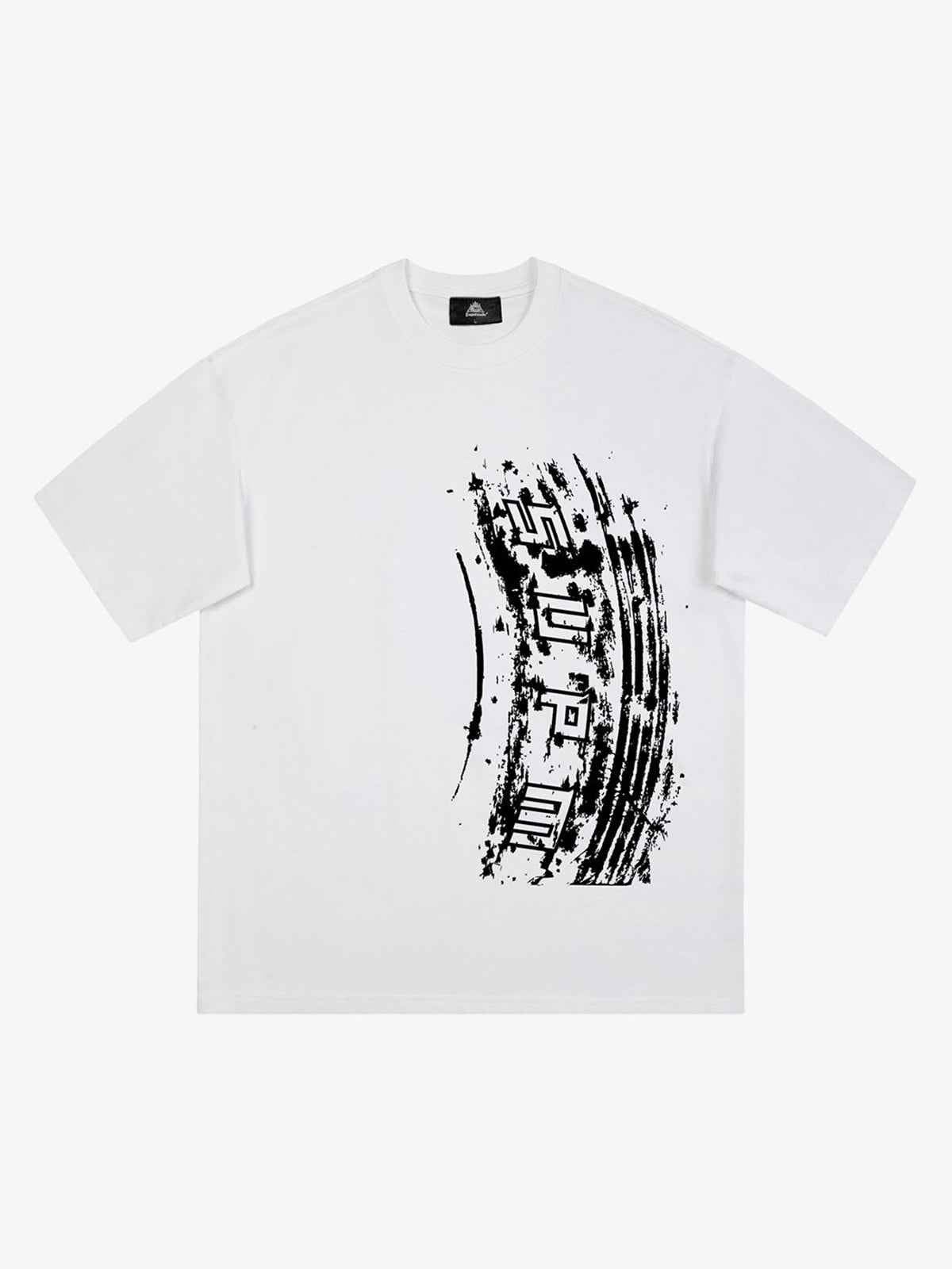 Tire Print Lettering T-Shirt