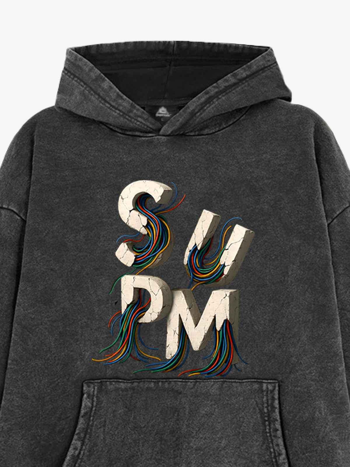 French Terry Streetwear Gravel Wire Font Hoodie